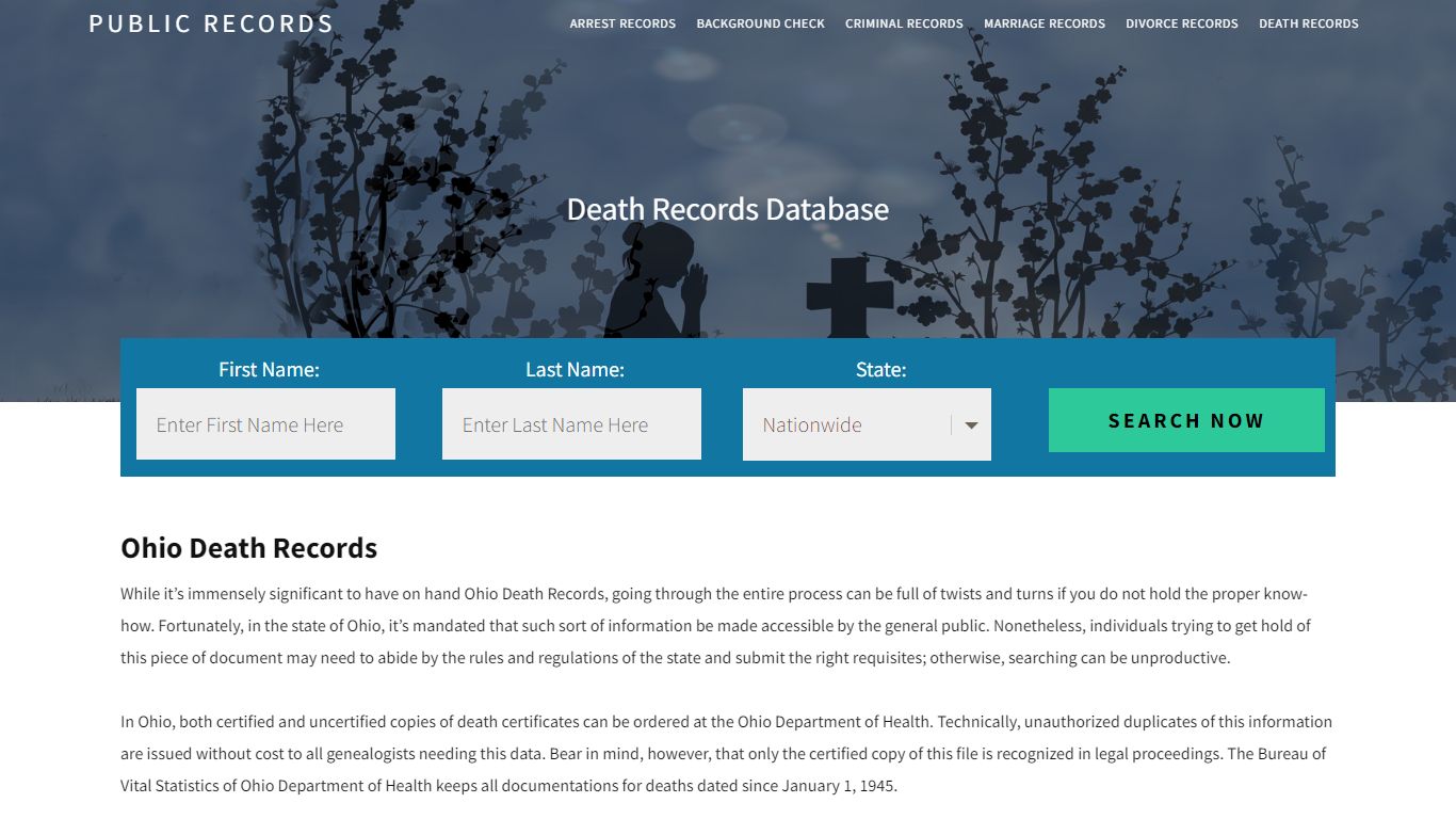 Ohio Death Records | Enter Name and Search. 14Days Free - Public Records